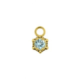 18 Karat Gold Click Ring Charm - Vintage Dots Blue Topaz