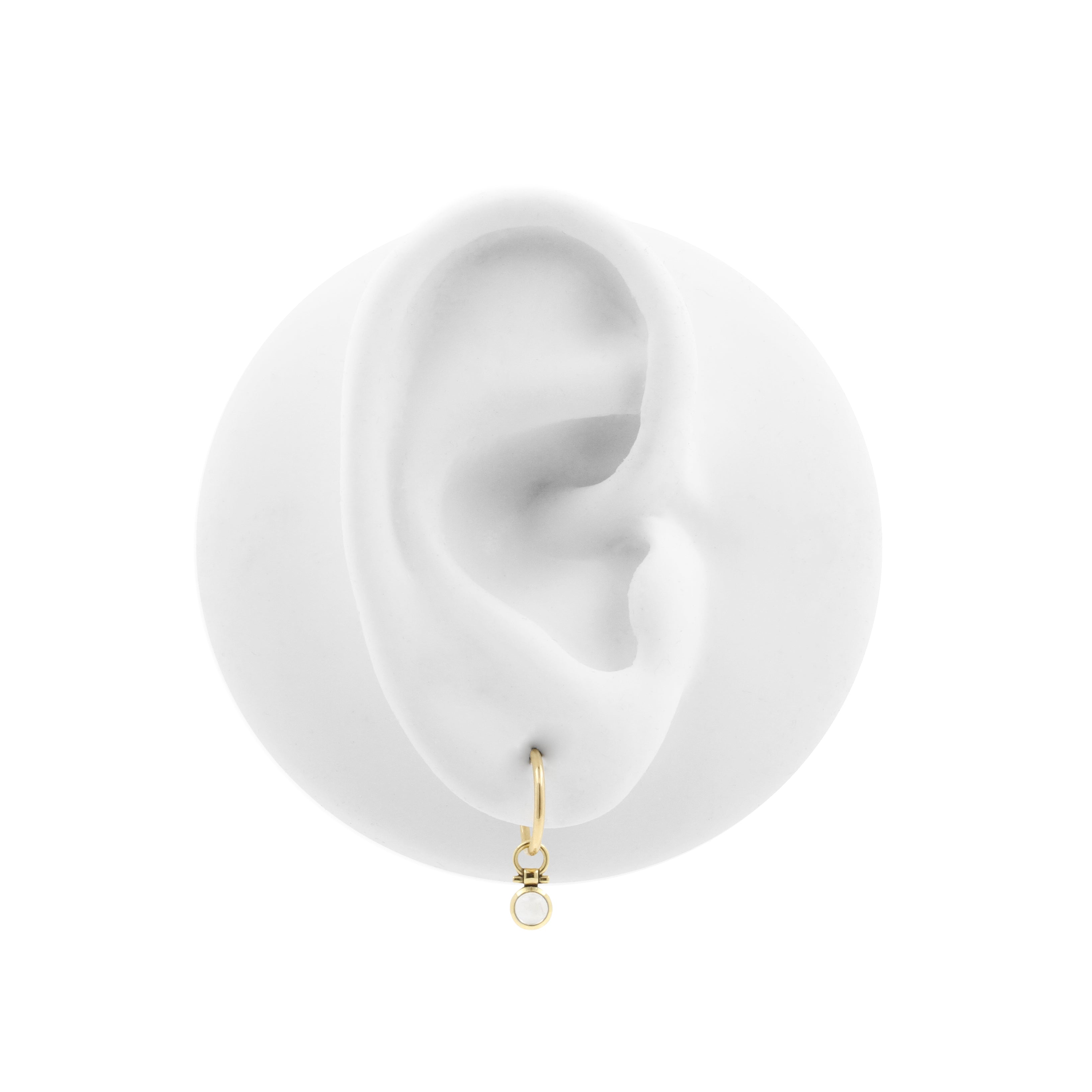 18 Karat Gold Click Ring Charm - Moonstone