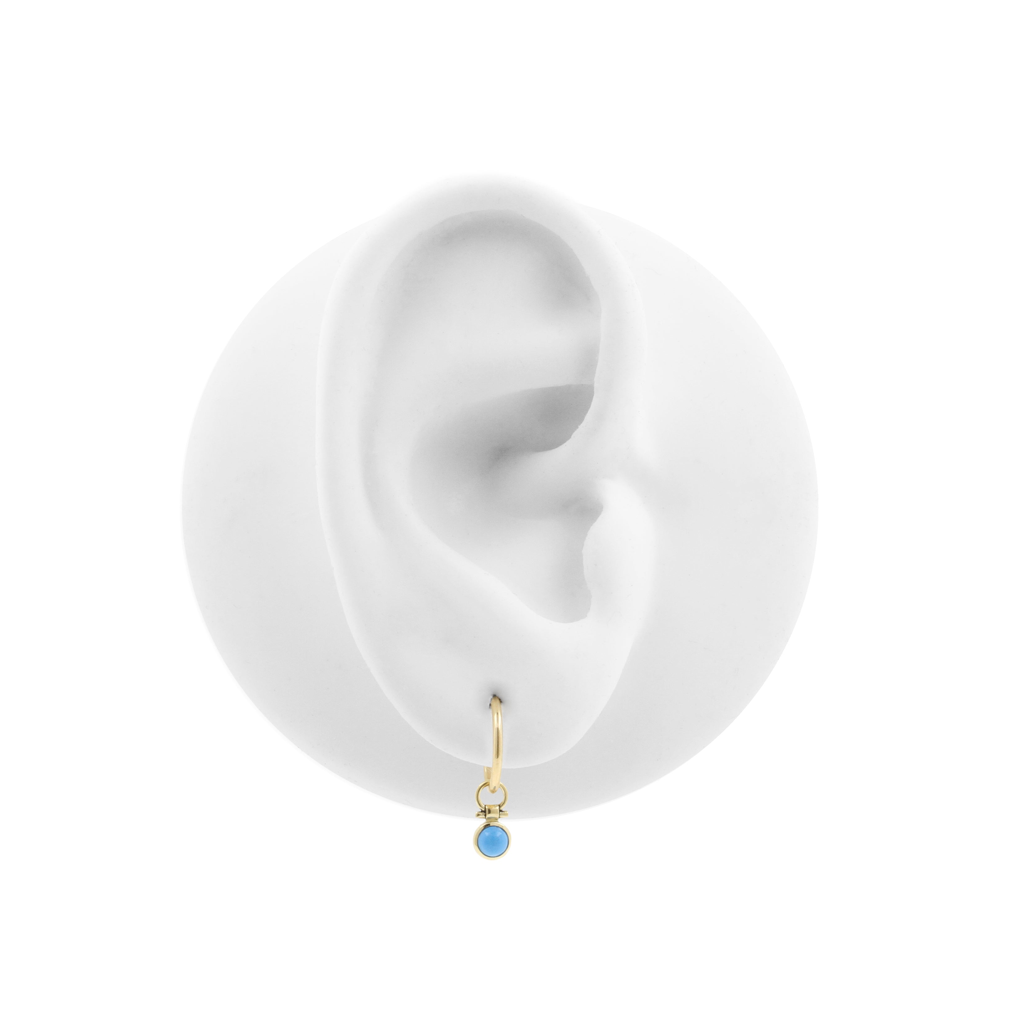 18 Karat Gold Click Ring Charm - Turquoise