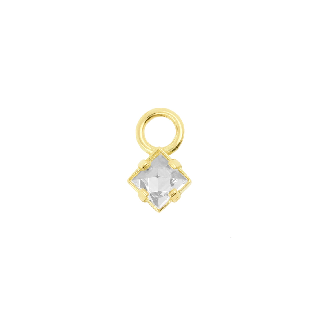 18 Karat Gold Click Ring Charm - Pyramid Zirconia