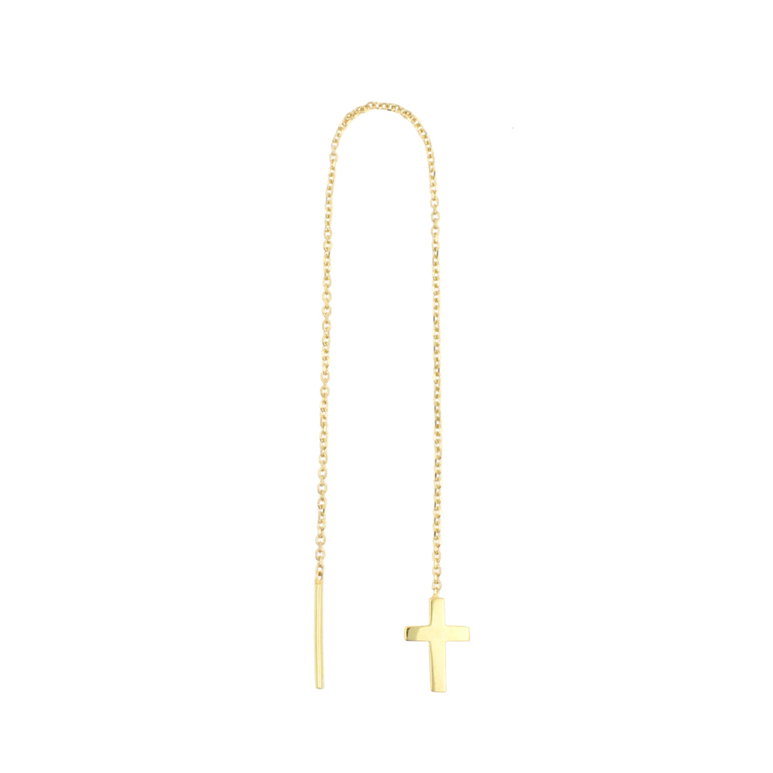 18 Karat Gold Ear Threader - Cross