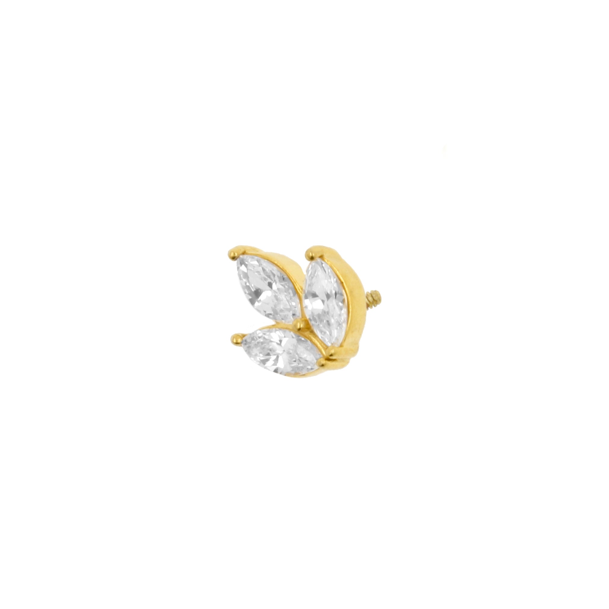 Surgical Steel Marquise Zirconia Cluster Gold