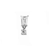 Surgical Steel Zirkonia Trapezoid With Charm Silver