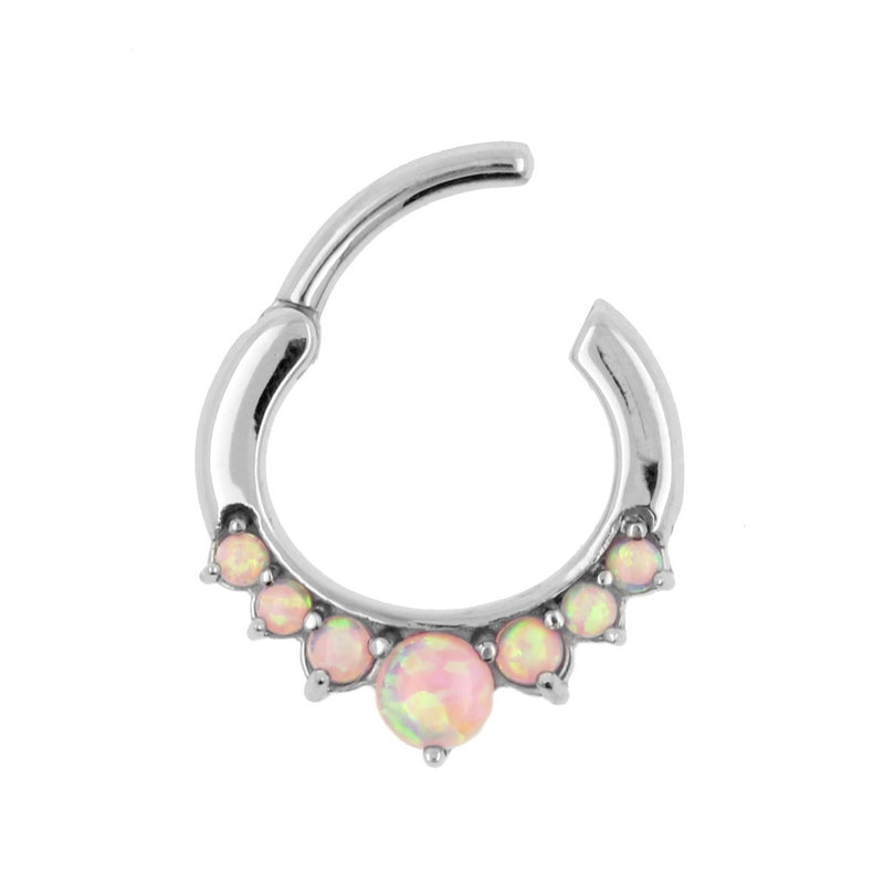 Surgical Steel Opal Princess Ring Pink Opal