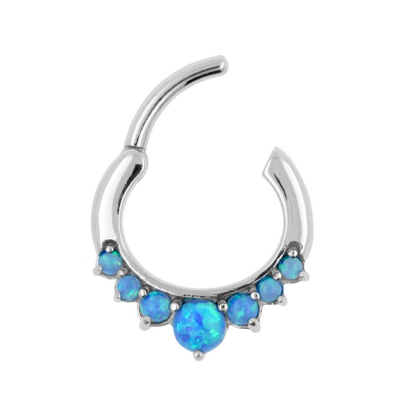 Surgical Steel Opal Princess Ring Sapphire Blue Opal