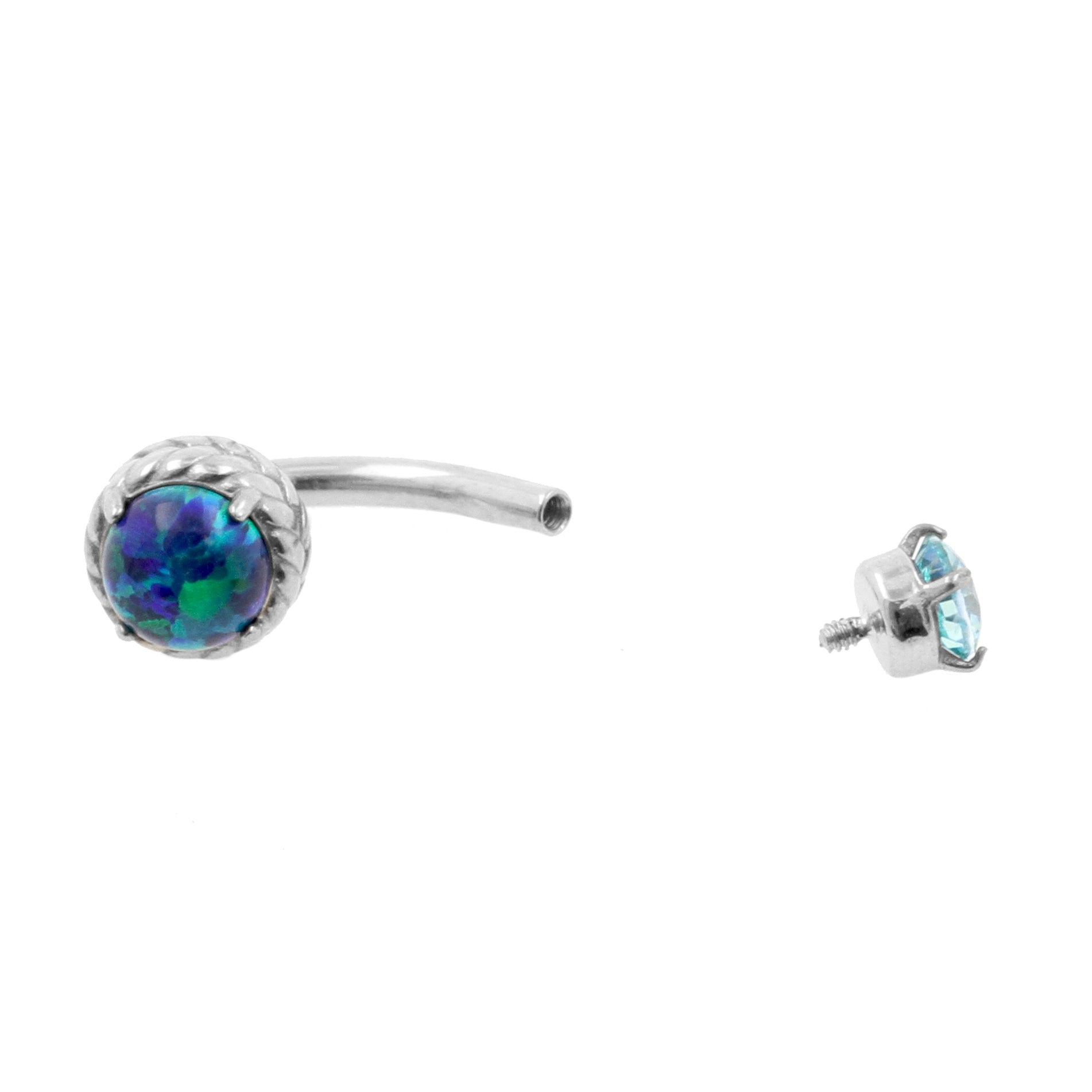 Surgical Steel Opal Zirconia - Rook Piercing Black Opal