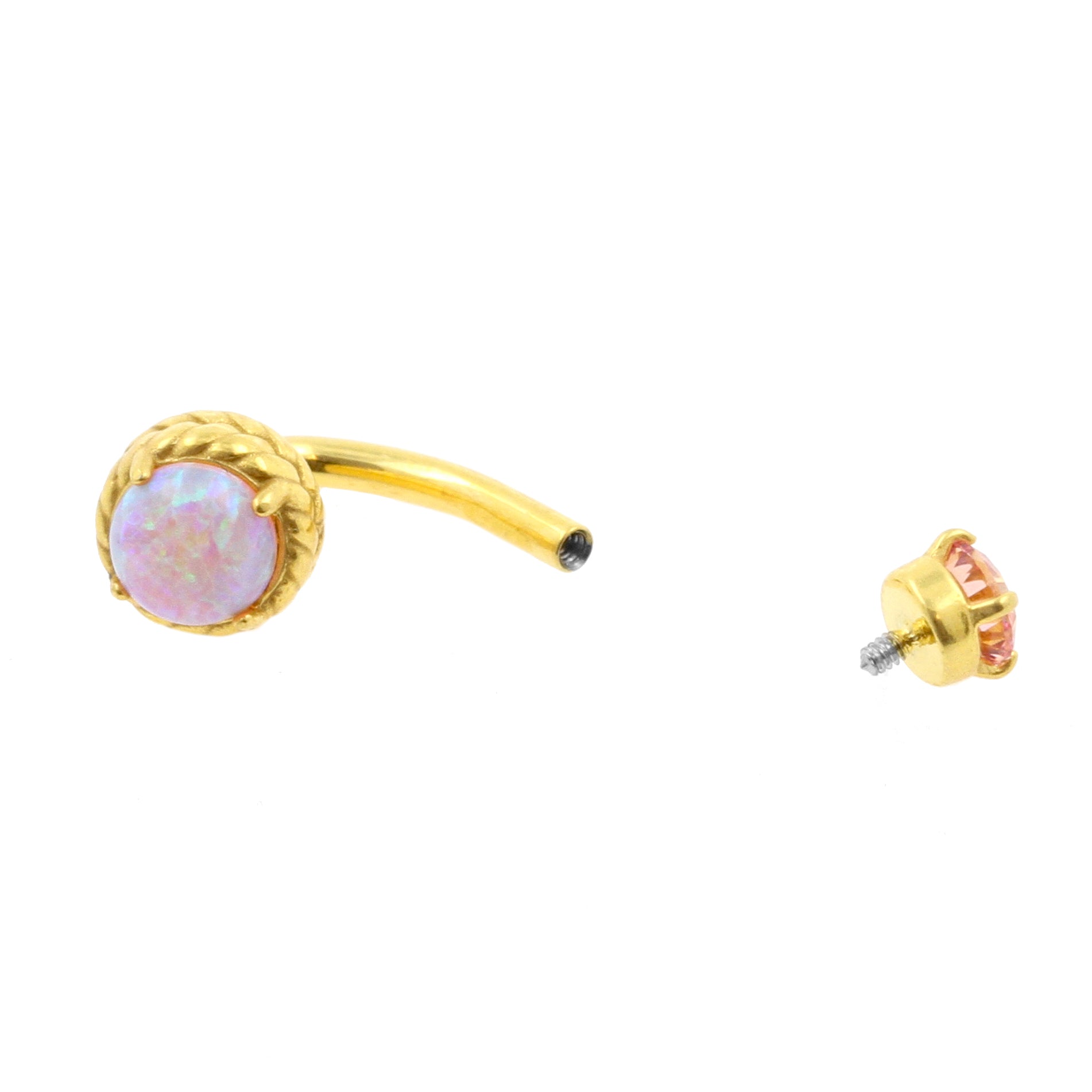Surgical Steel Opal Zirconia - Rook Piercing Pink Opal