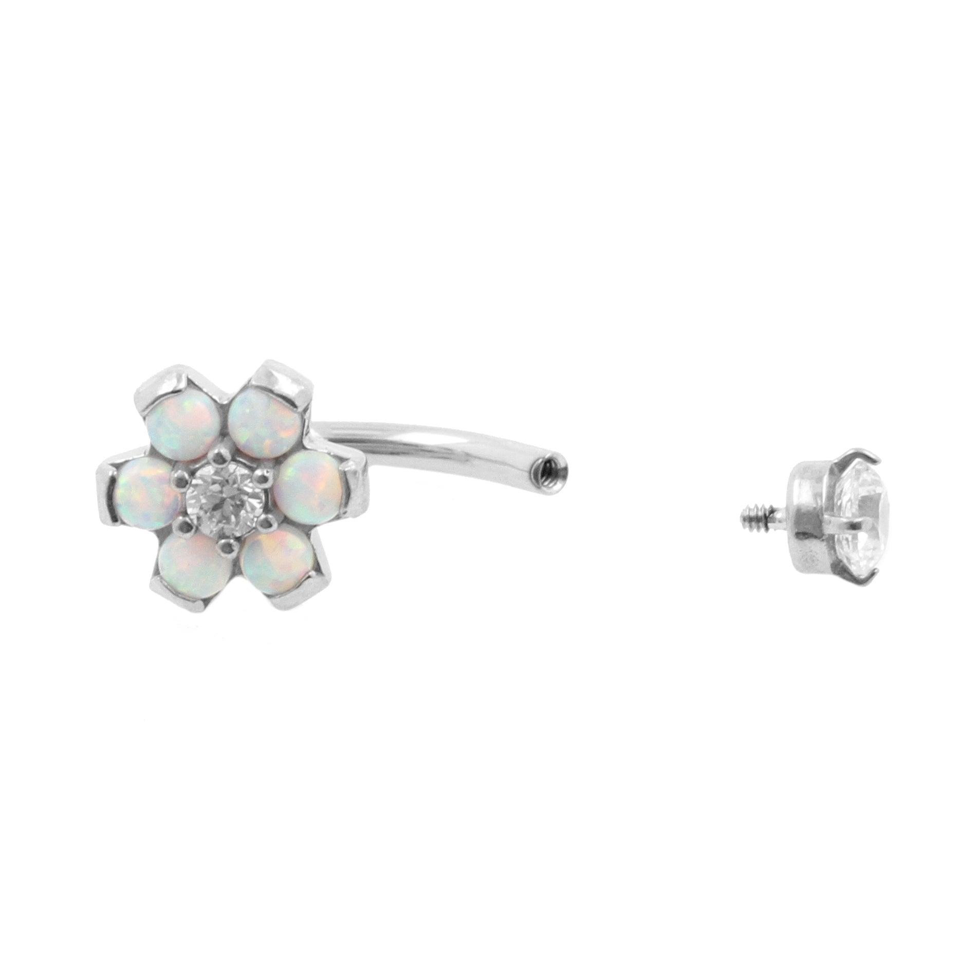Surgical Steel Opal Zirconia Flower - Rook Piercing White Opal