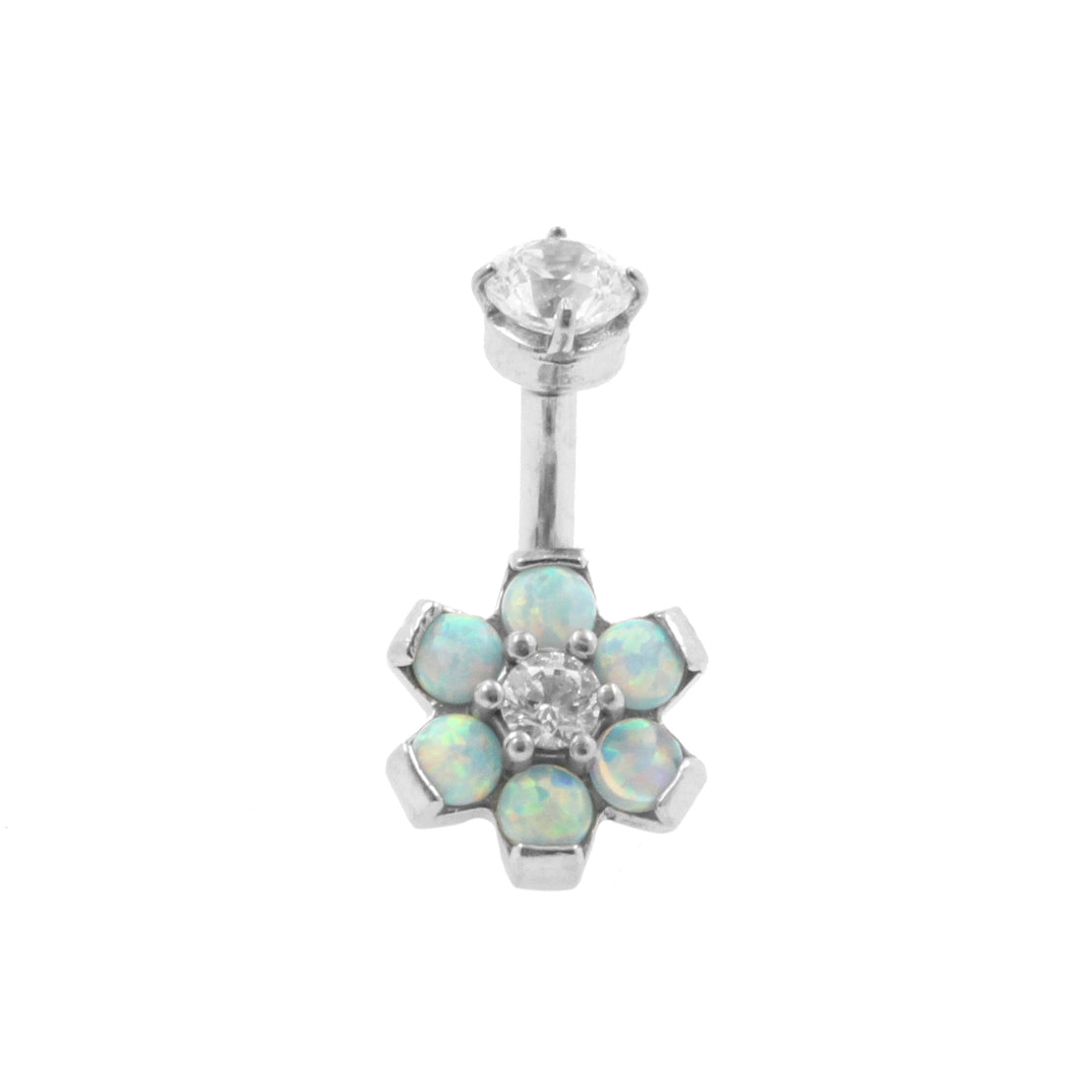 Surgical Steel Opal Zirconia Flower - Rook Piercing Light Green Opal