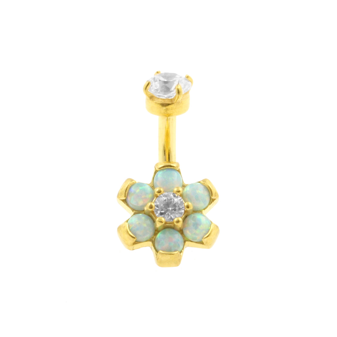Surgical Steel Opal Zirconia Flower - Rook Piercing Light Green Opal