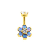 Surgical Steel Opal Zirconia Flower - Rook Piercing Sapphire Blue Opal