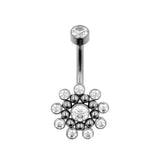 Titanium Zirconia Cluster Belly Ring Clear