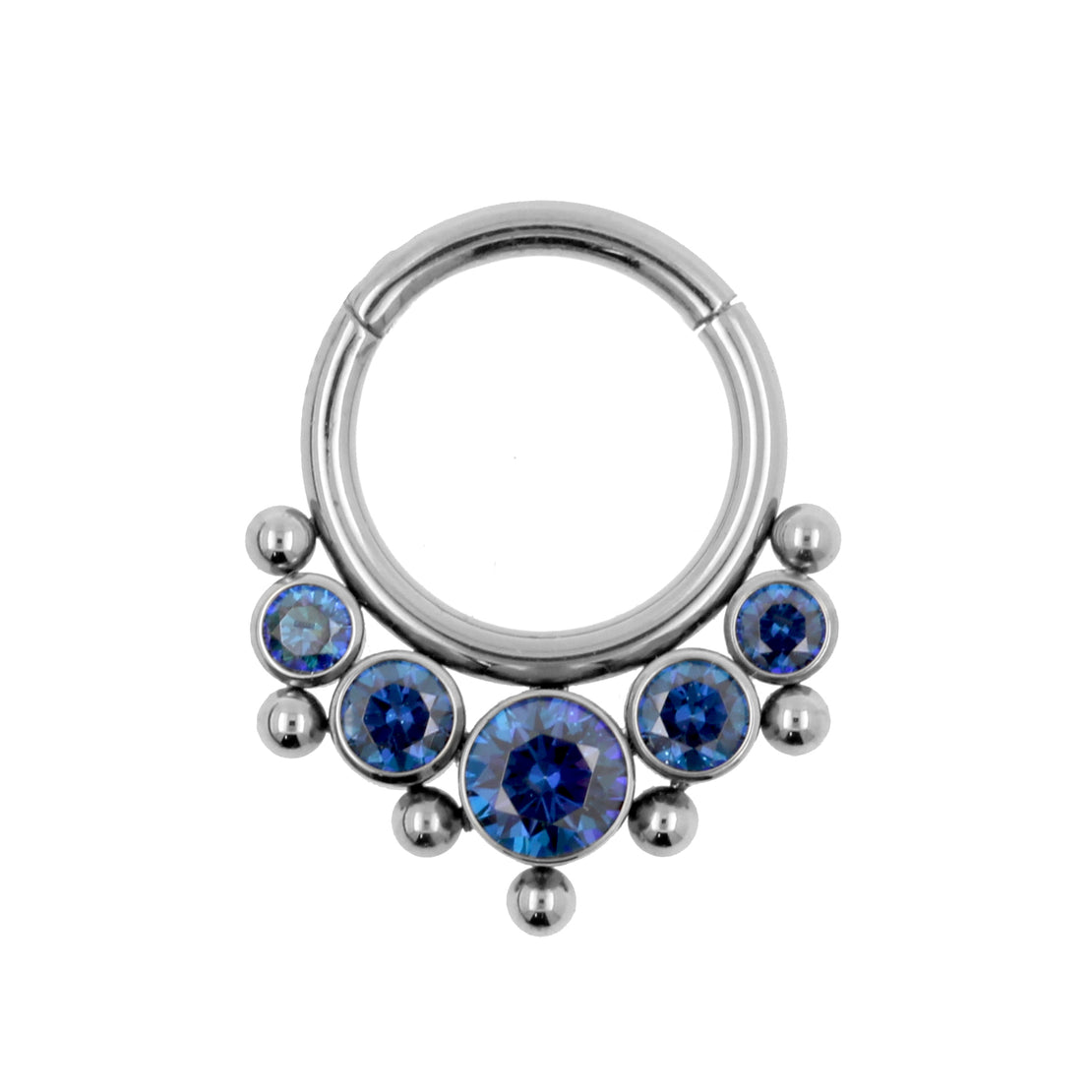 Titanium Zirconia Cluster Click Ring Royal Blue