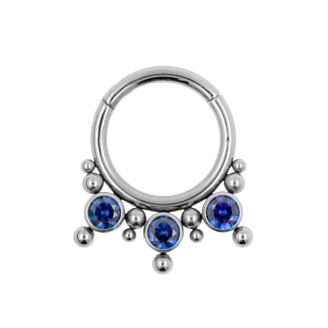 Titanium Zirconia Cluster Click Ring Royal Blue