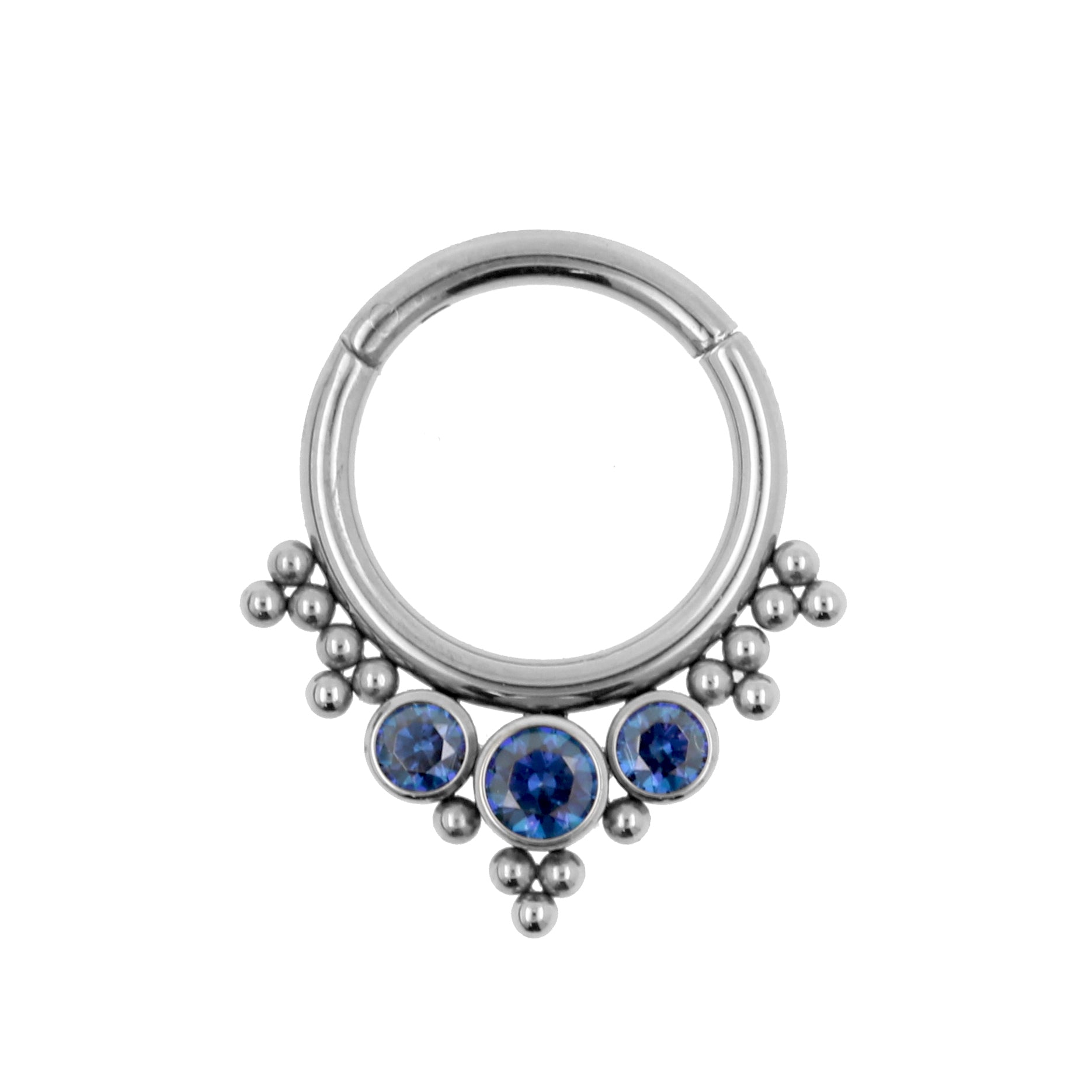 Titanium Zirconia Cluster Click Ring Royal Blue