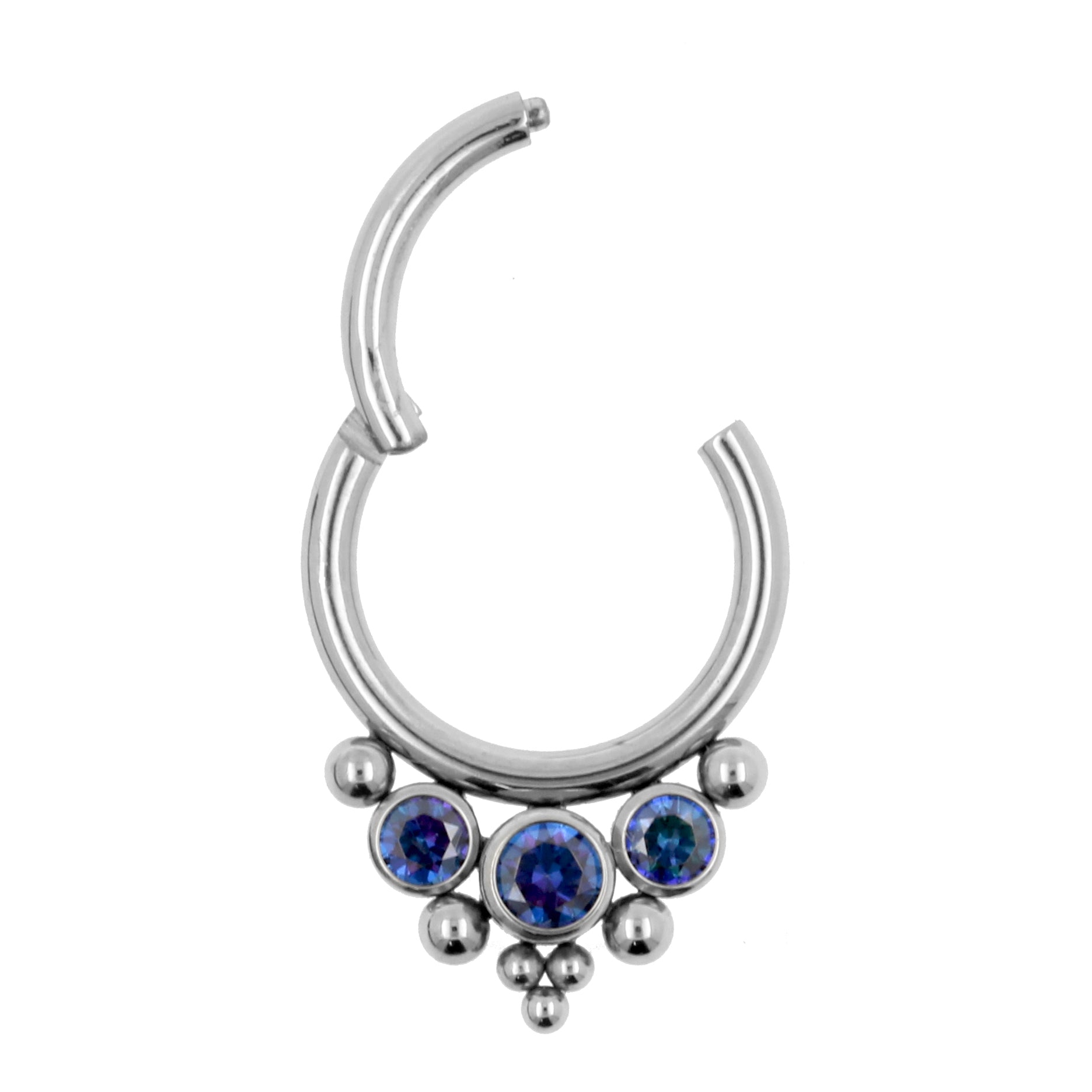 Titanium Zirconia Cluster Click Ring Royal Blue