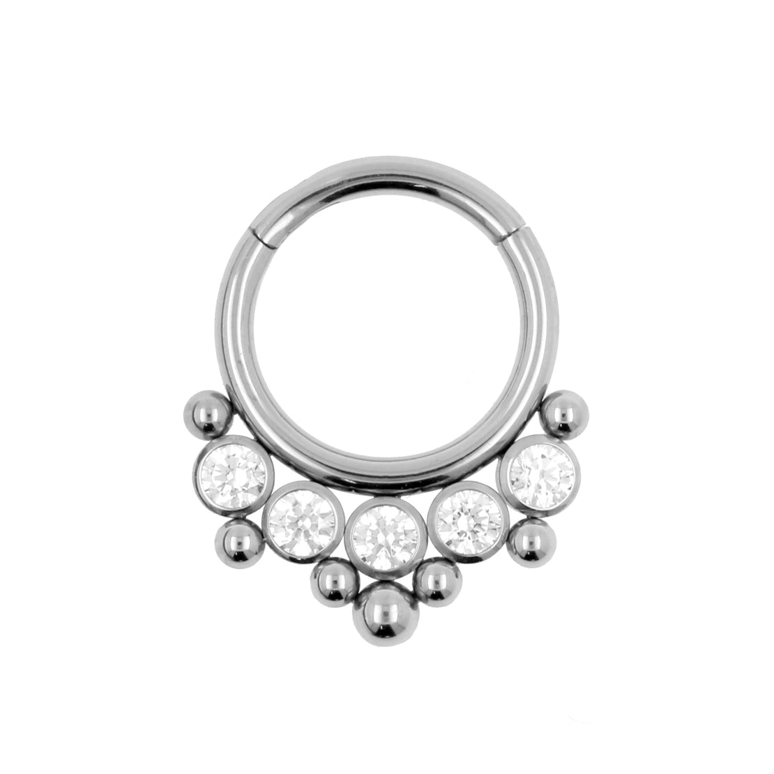 Titanium Zirconia Cluster Click Ring Clear
