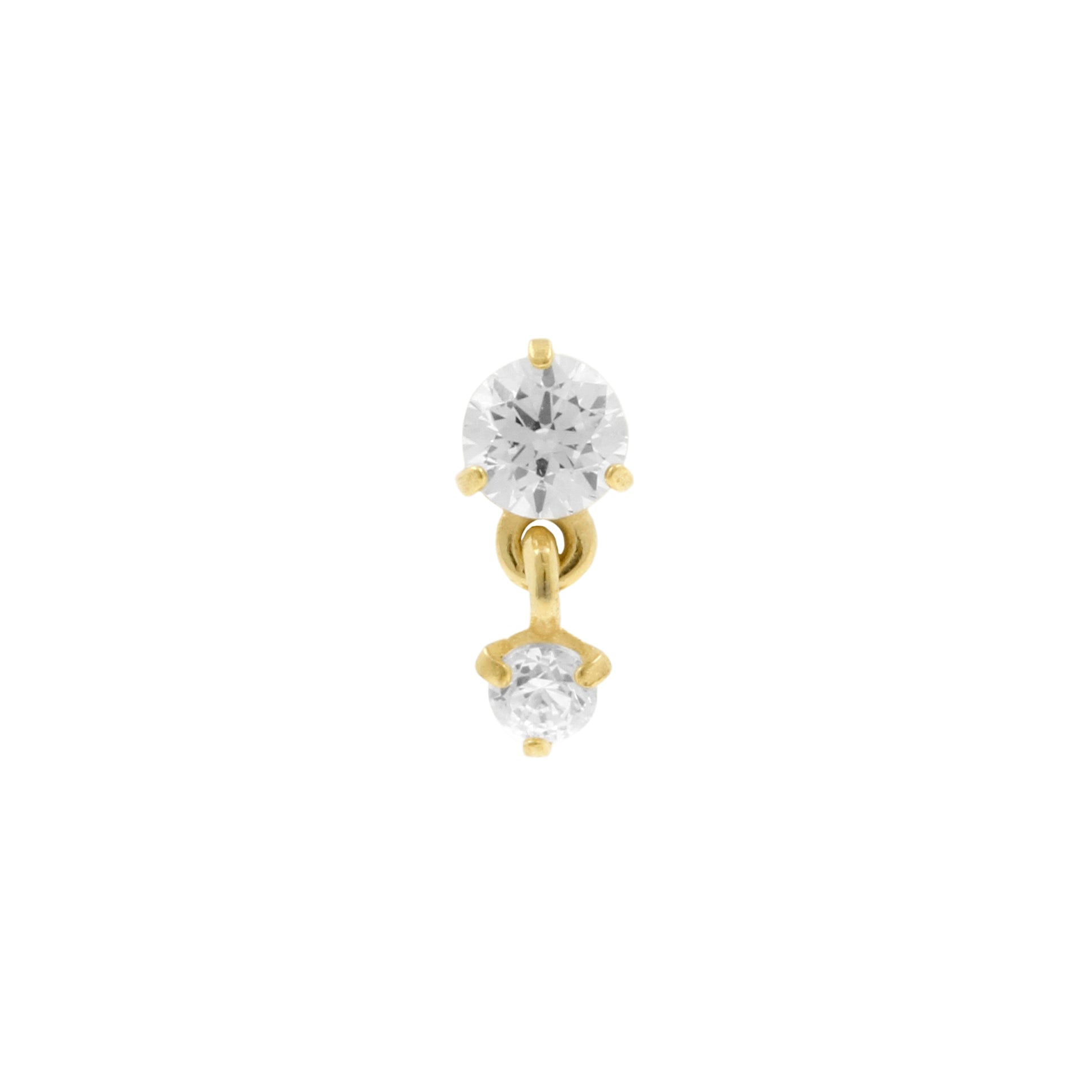 Titanium Zirconia Top With Dangle Gold