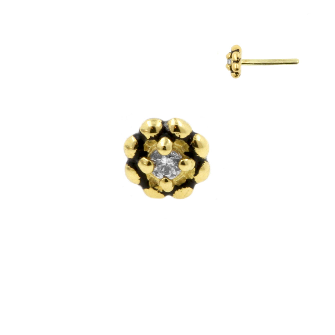 18 Karat Gold Zirconia Flower