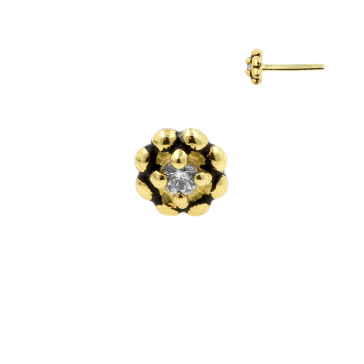 18 Karat Gold Zirconia Flower