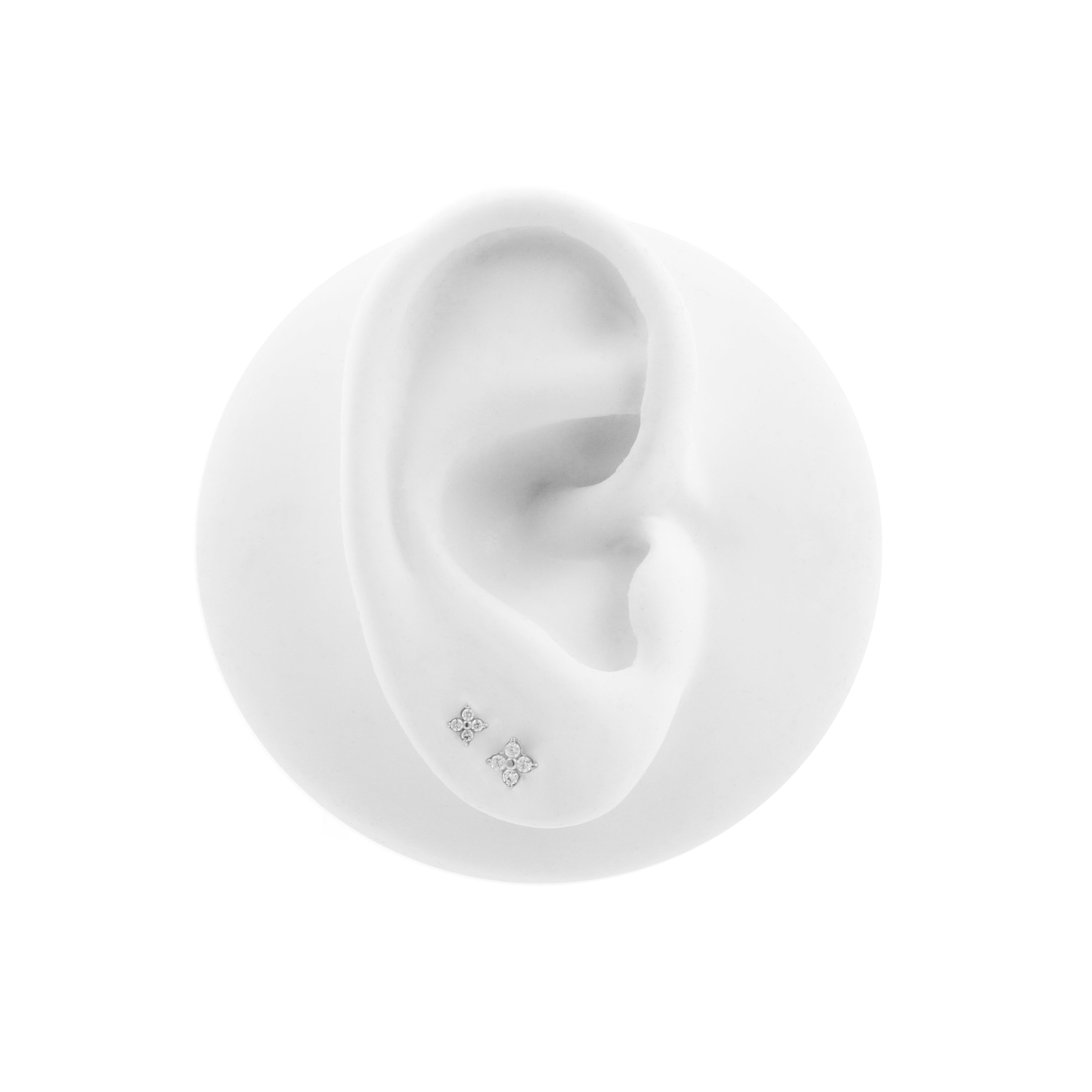 Nickel-Free Stainless Steel Premium Zirconia Quatrefoil Silver