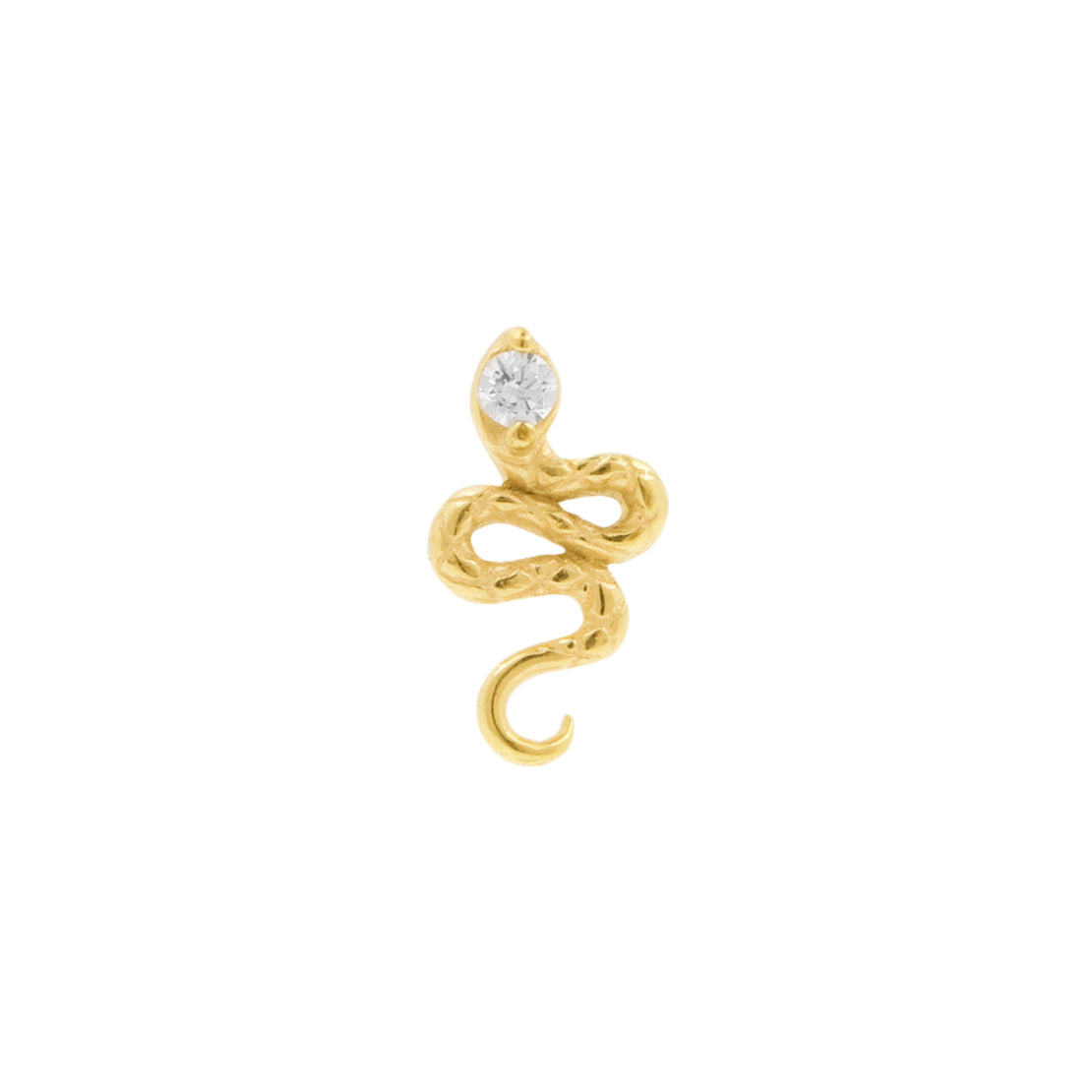 Nickel-Free Stainless Steel Threadless Top With Zirconia - Snake Gold