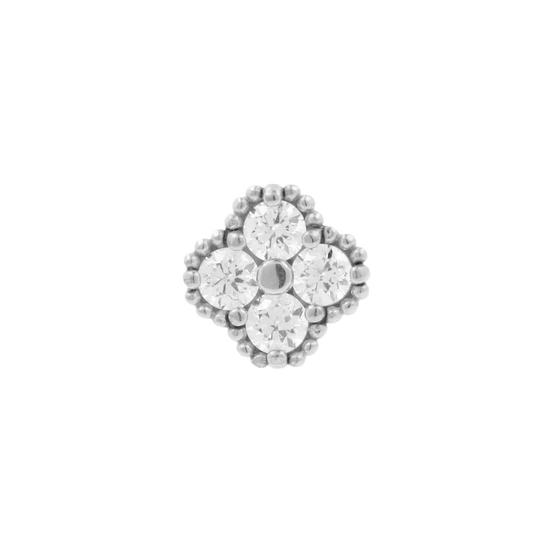 Nickel-Free Stainless Steel Threadless Top With Zirconia - Quad Silver