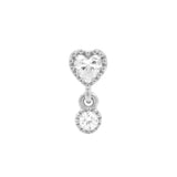 Nickel-Free Stainless Steel Threadless Dangle Top With Zirconia - Heart Silver