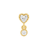 Nickel-Free Stainless Steel Threadless Dangle Top With Zirconia - Heart Gold
