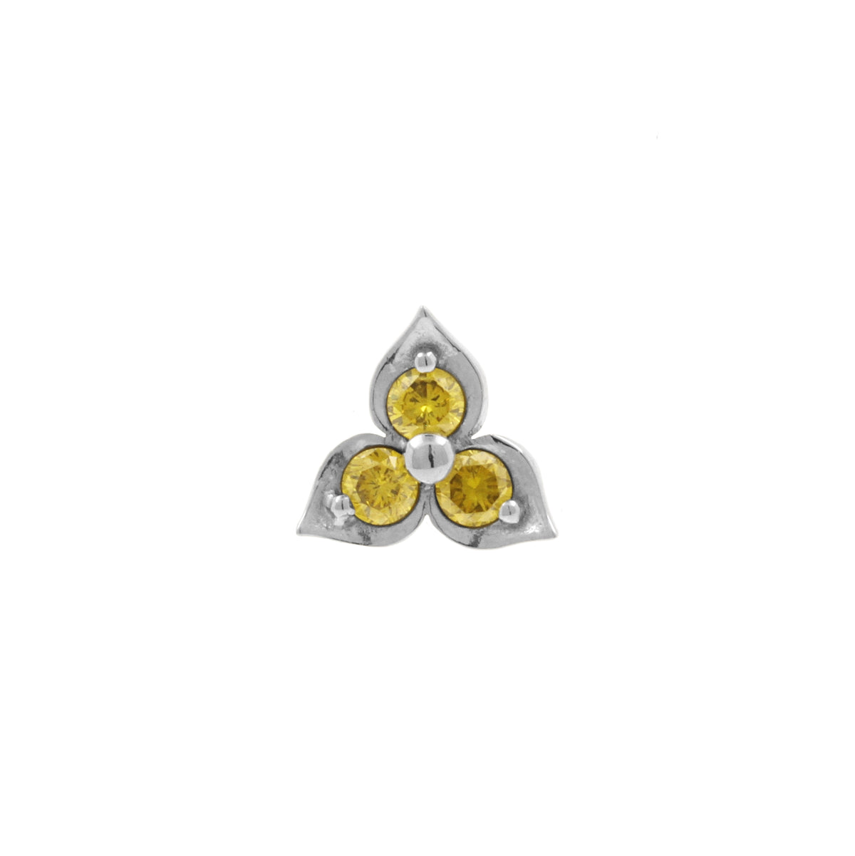 Platina Triple Flower Met Gele Diamant