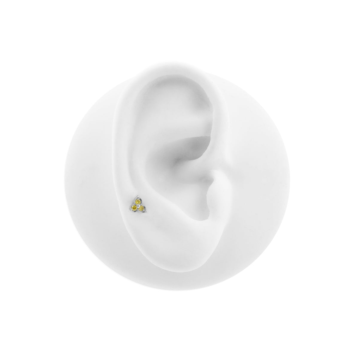 Platina Triple Flower Met Gele Diamant