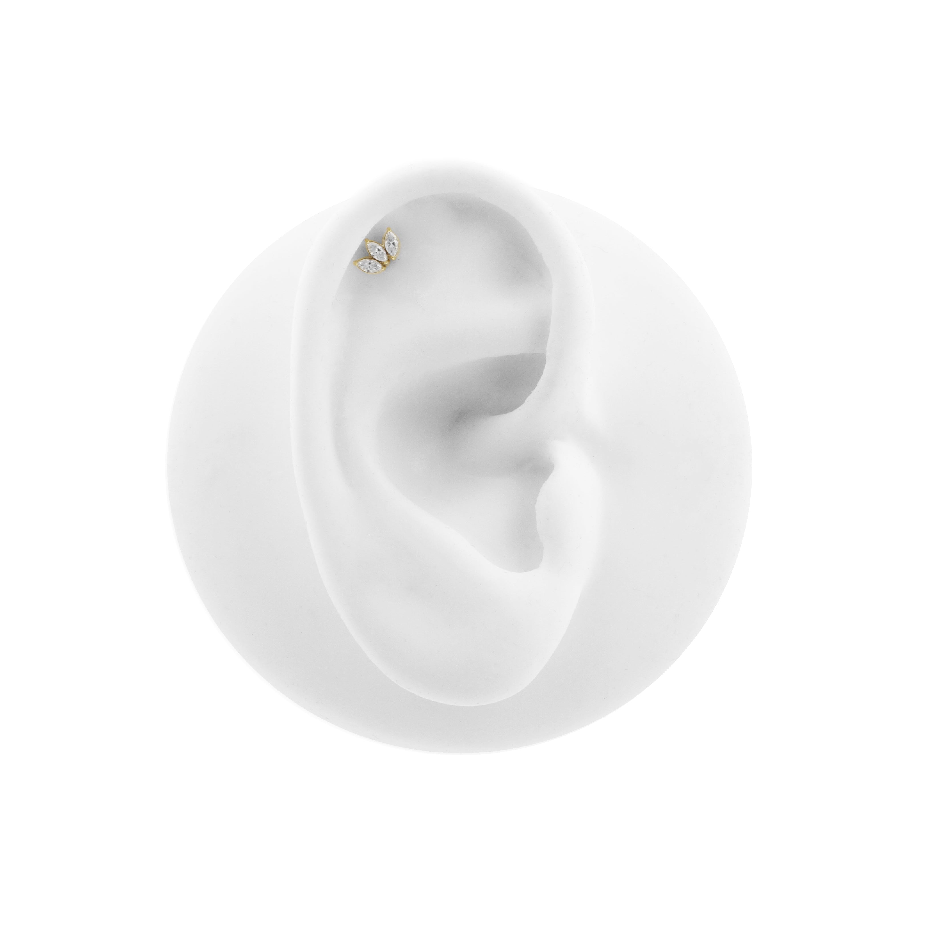 Nickel-Free Stainless Steel - Zirconia Curve - 3 Gems - Gold