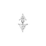 Nickel-Free Stainless Steel - Zirconia Triangle Dangle - Silver