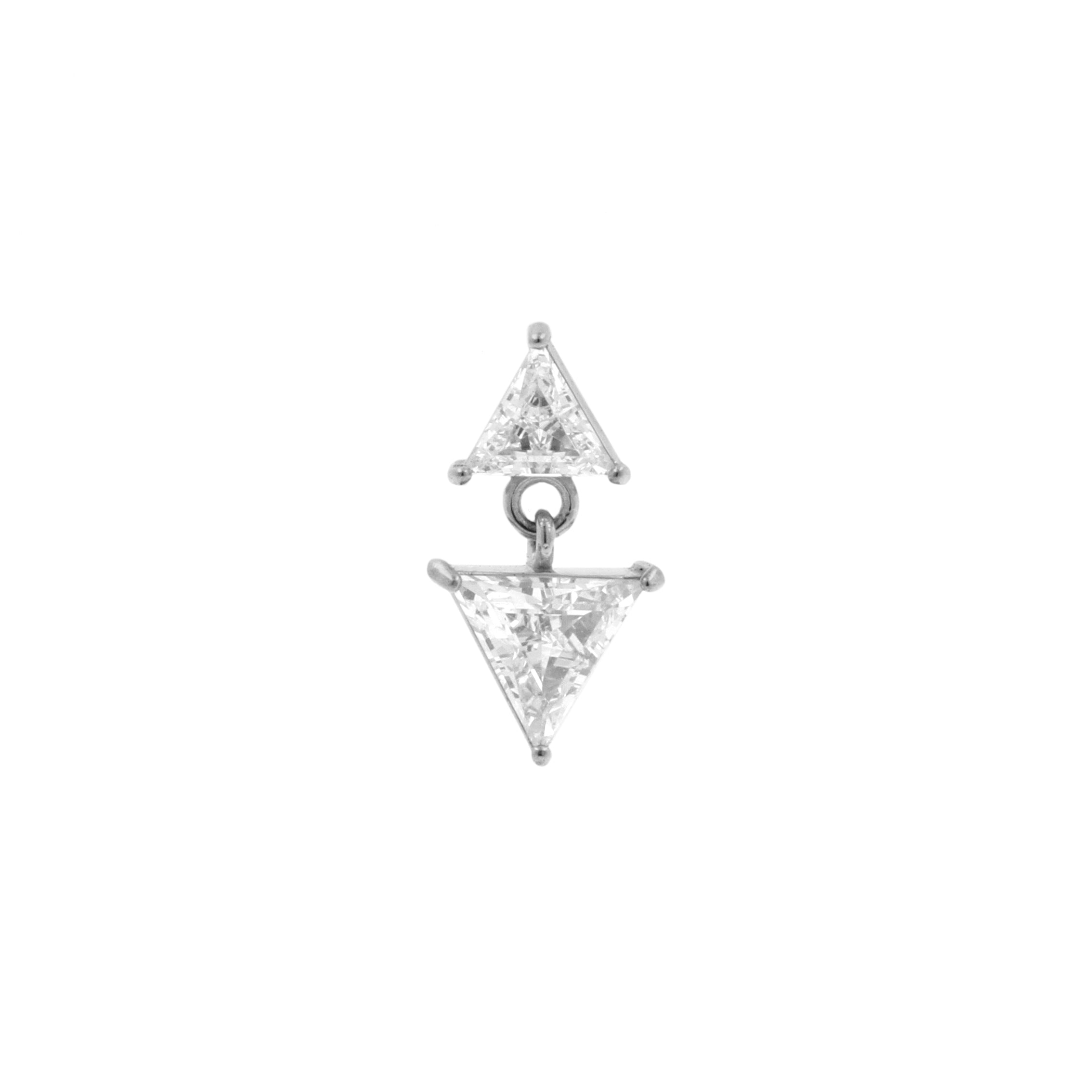 Nickel-Free Stainless Steel - Zirconia Triangle Dangle - Silver