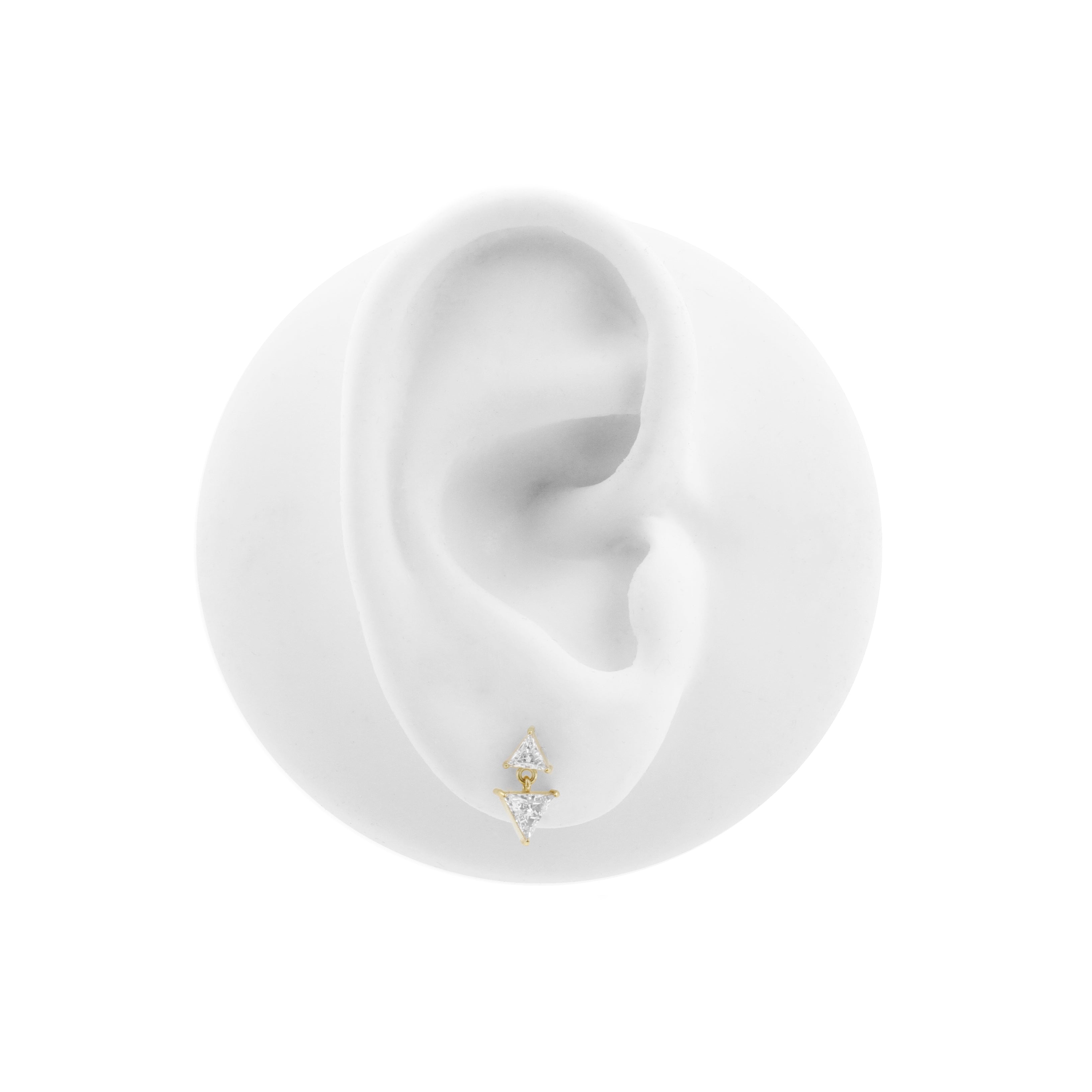 Nickel-Free Stainless Steel - Zirconia Triangle Dangle - Gold