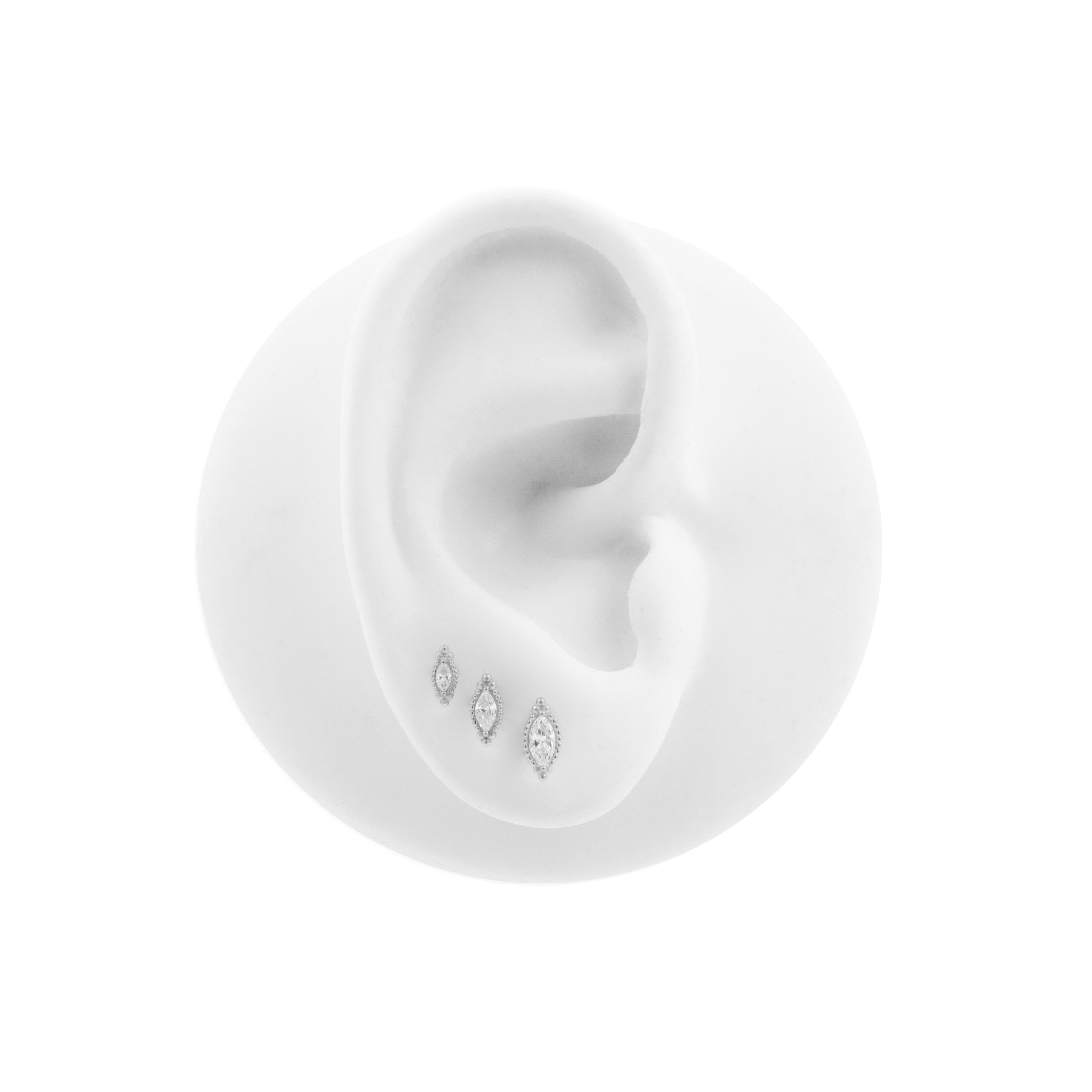 Nickel-Free Stainless Steel - Zirconia Vintage Marquise - Silver