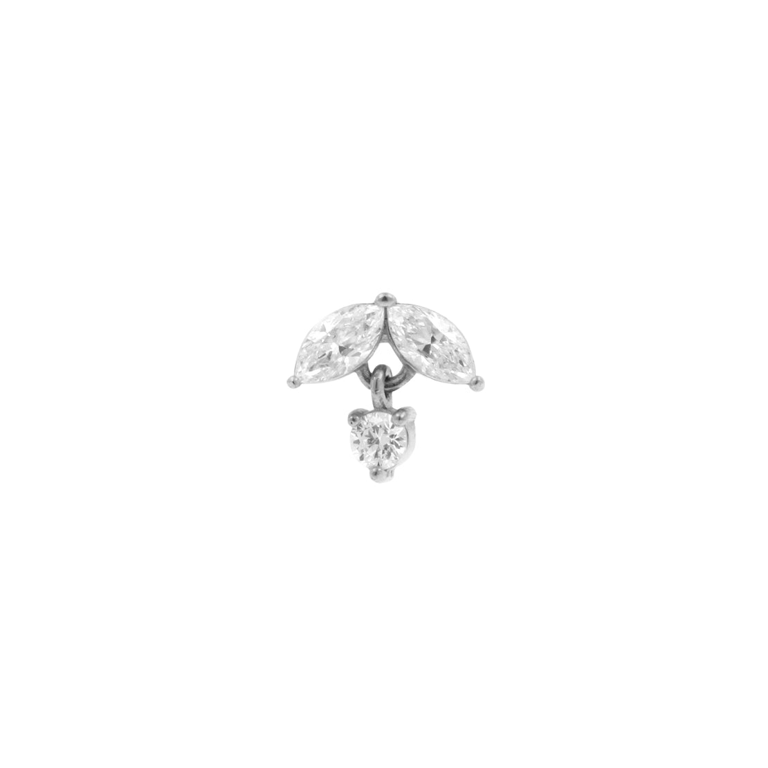 Nickel-Free Stainless Steel - Zirconia Marquise Dangle - Silver