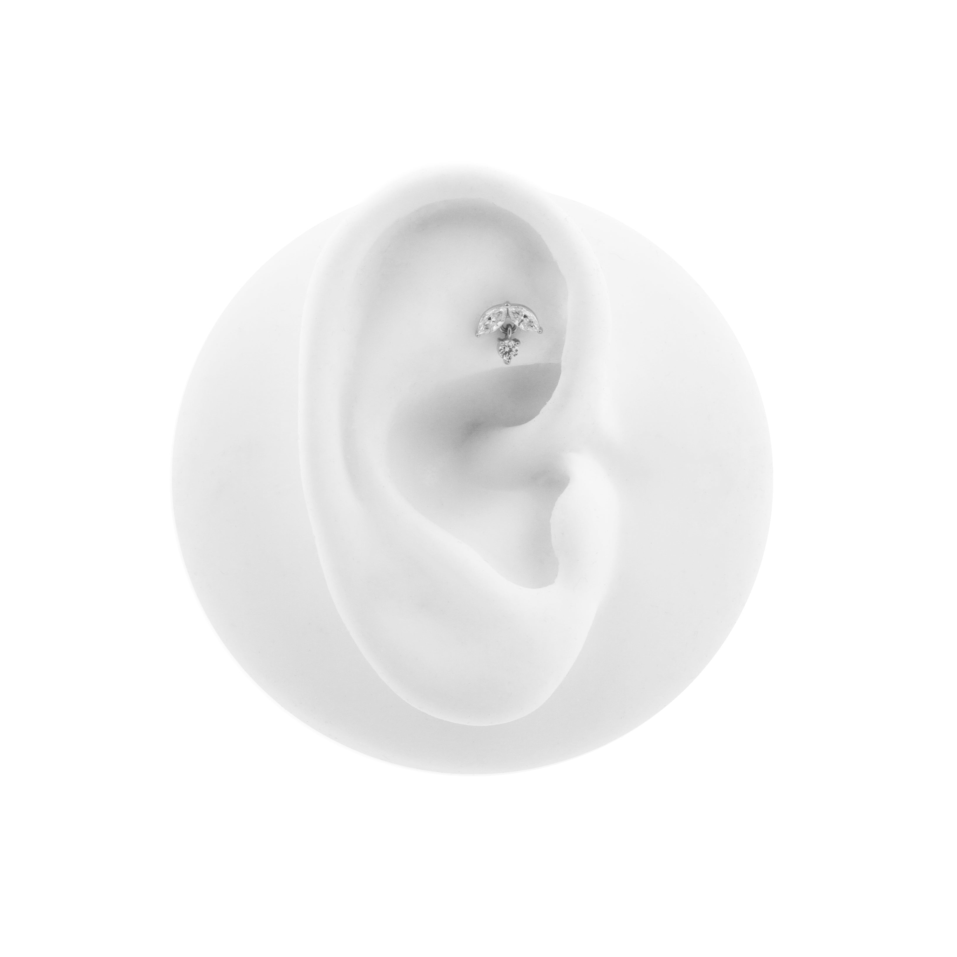 Nickel-Free Stainless Steel - Zirconia Marquise Dangle - Silver