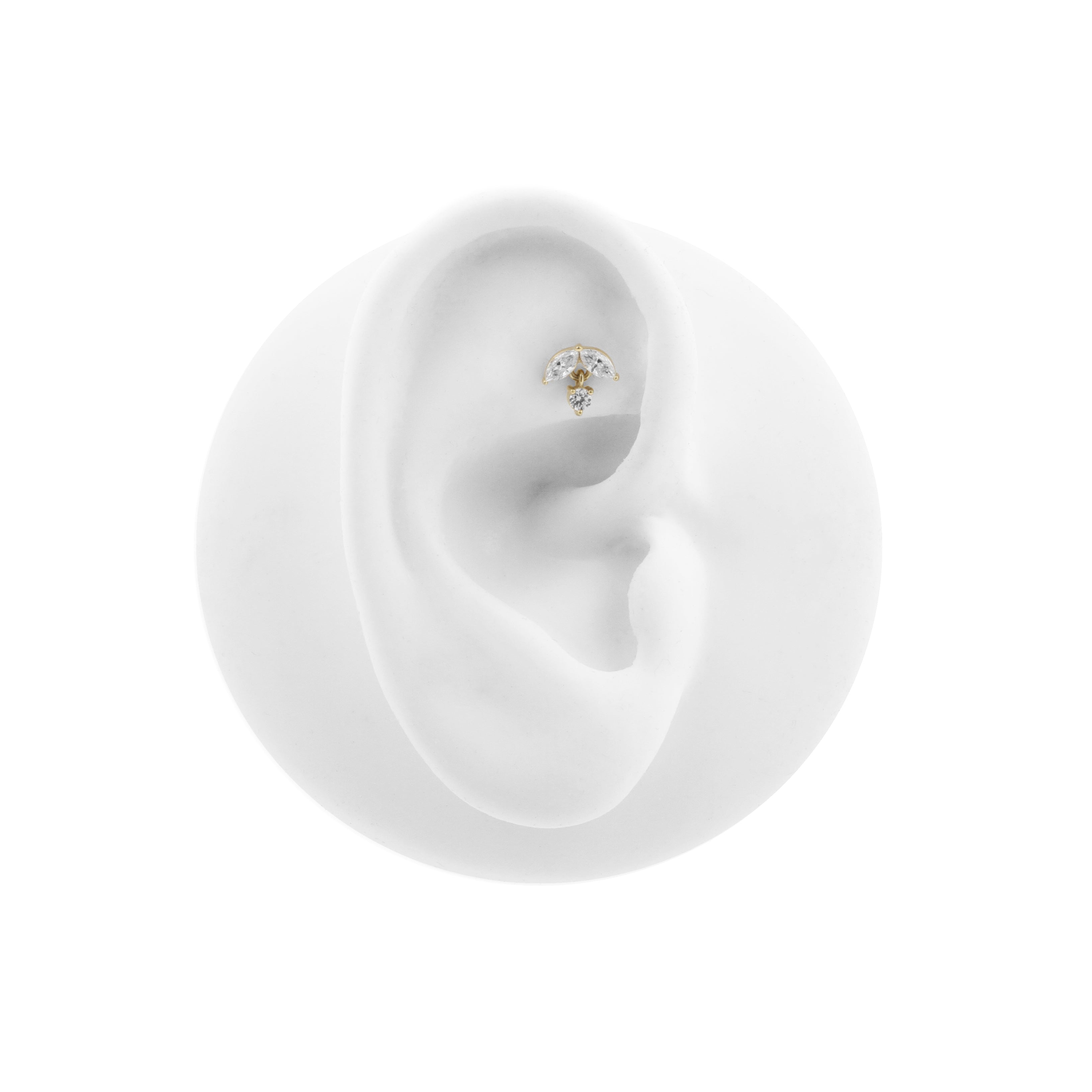 Nickel-Free Stainless Steel - Zirconia Marquise Dangle - Gold