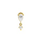 Nickel-Free Stainless Steel - Zirconia Teardrop Dangle - Gold