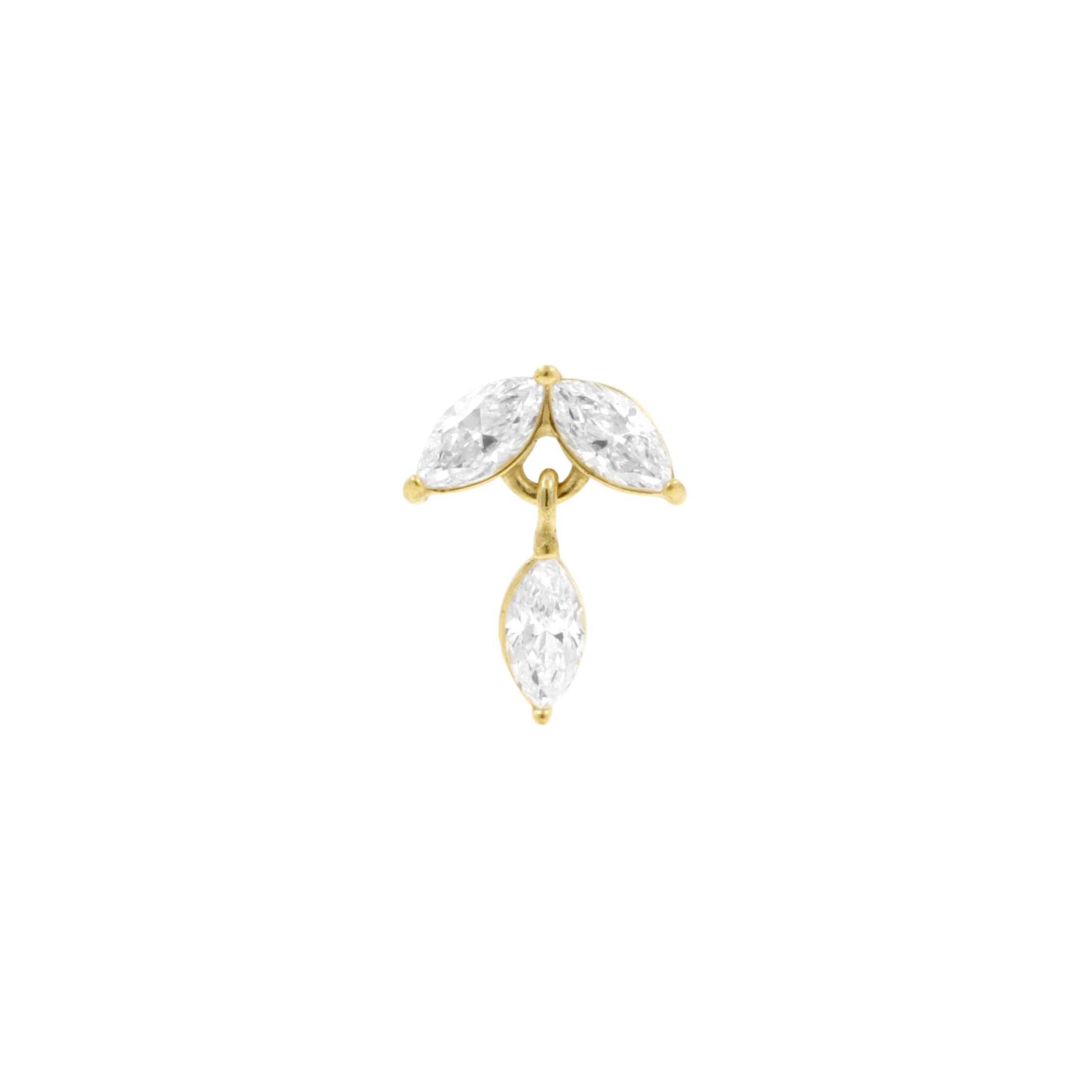 Nickel-Free Stainless Steel - Zirconia Marquise Dangle - Gold