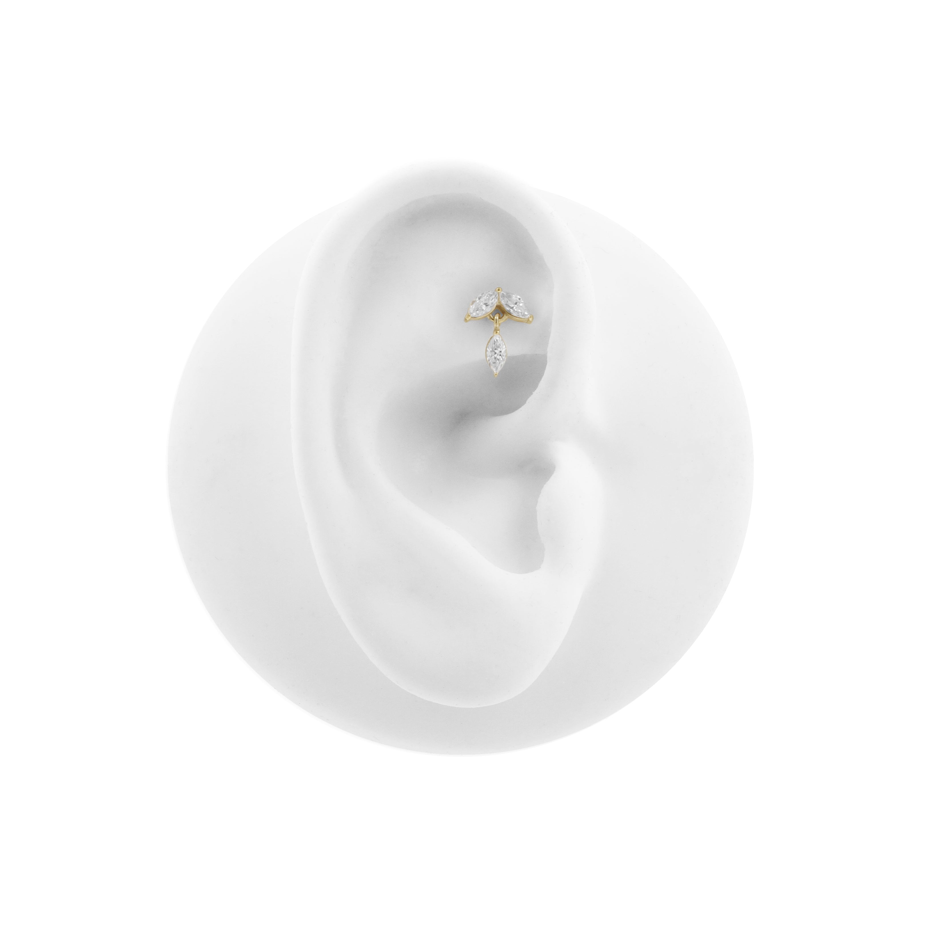 Nickel-Free Stainless Steel - Zirconia Marquise Dangle - Gold