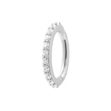 Ovaler Bauchnabel-Clicker aus 18 Karat Weißgold mit Zirkonia