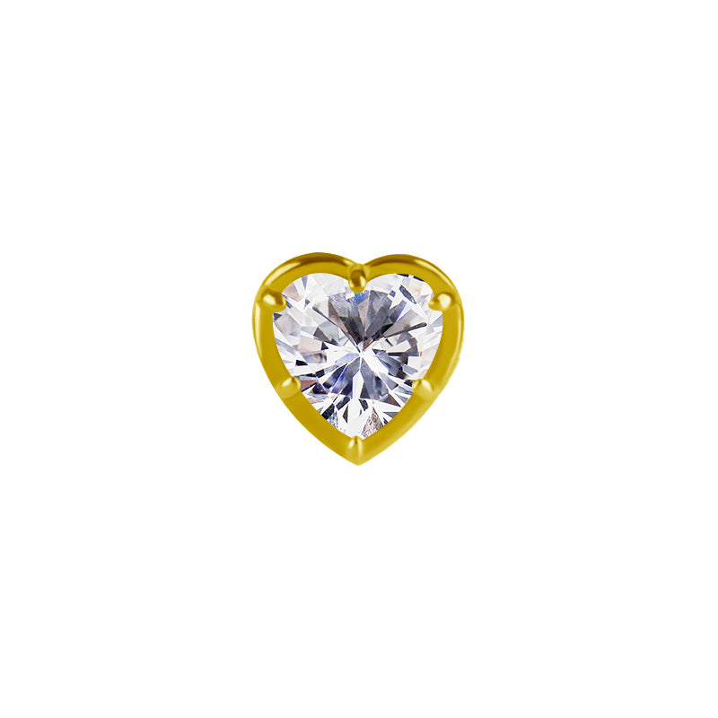 18 Karat Gold Zirconia Heart