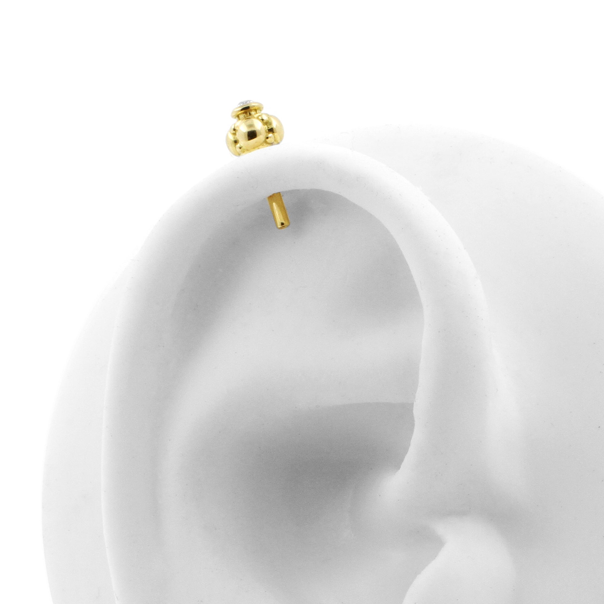18 Karat Gold Vertical Helix Dotted Stud