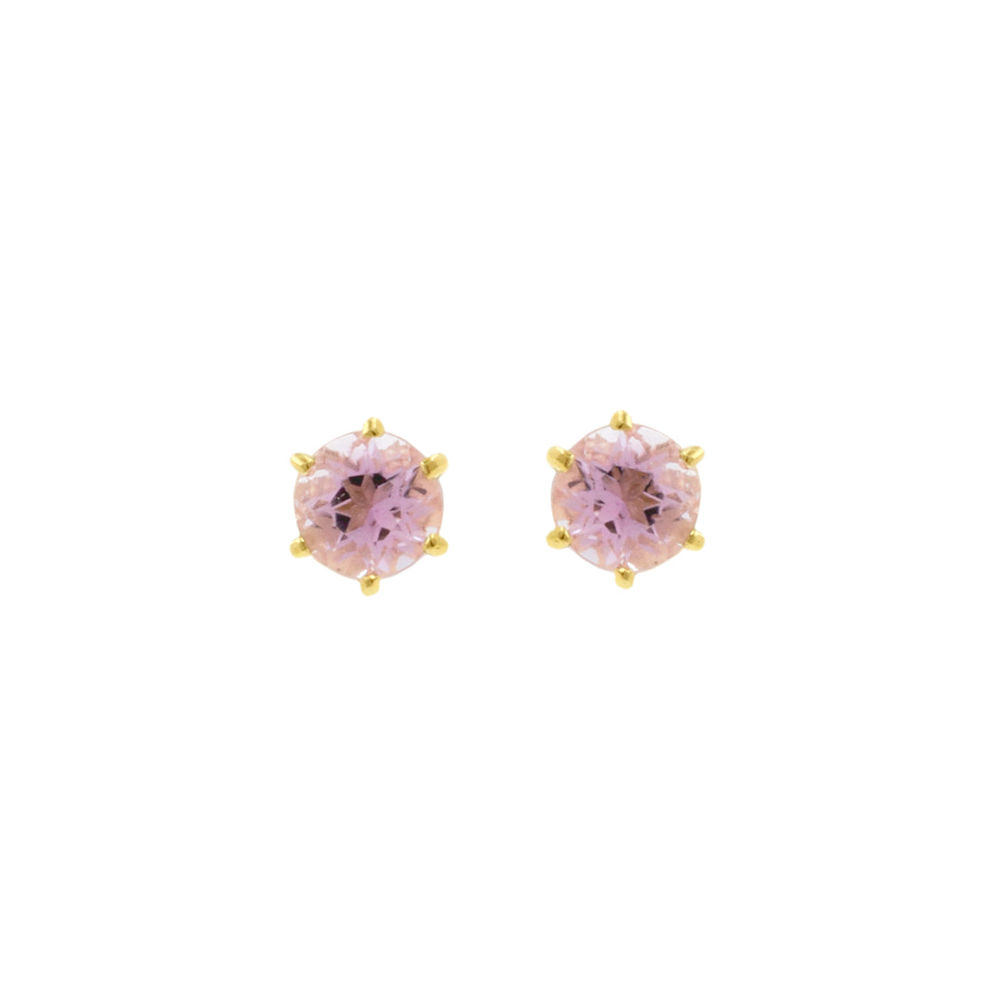 18 Karat Gold Ear Stud With Pink Amethyst