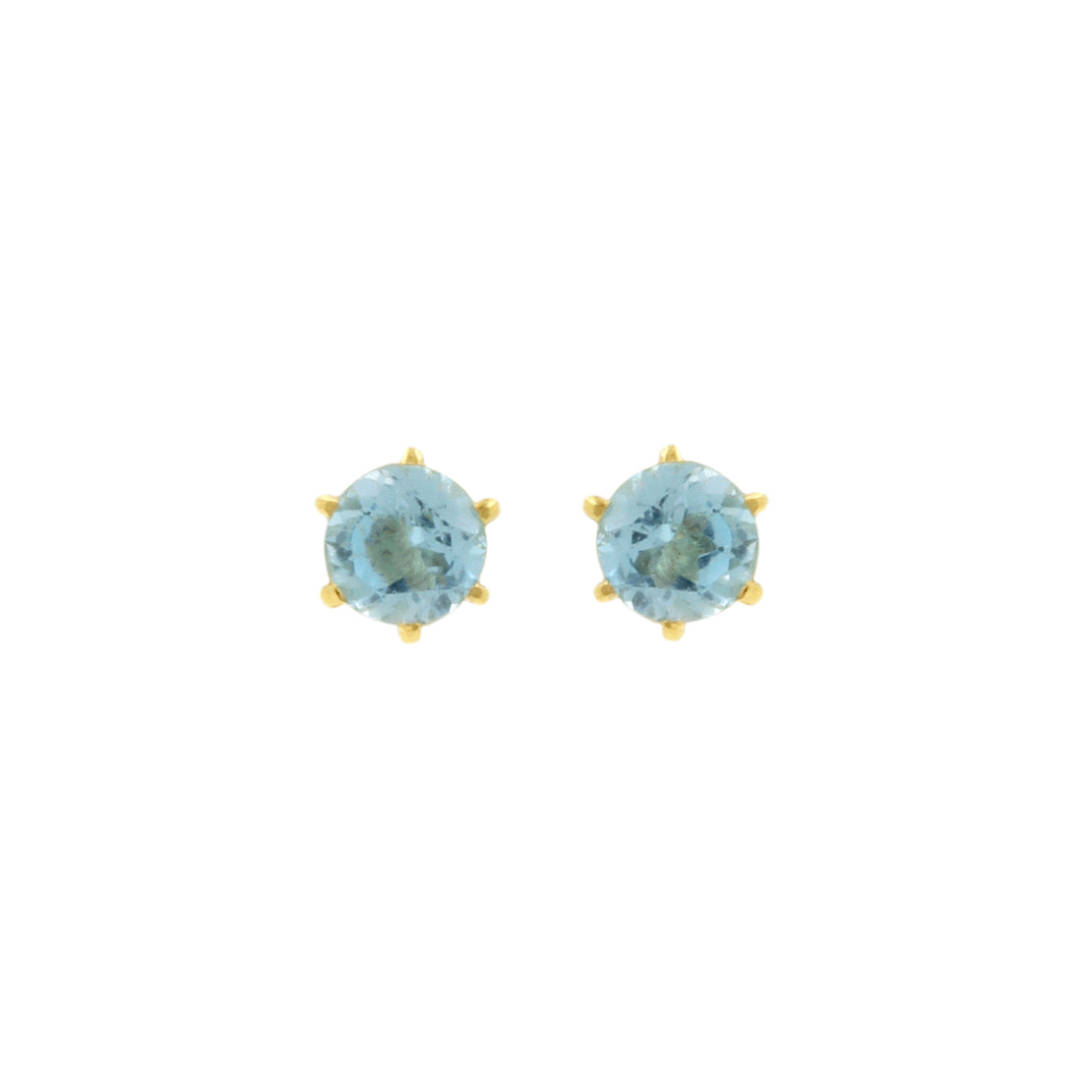18 Karat Gold Ear Stud With Pink Blue Topaz