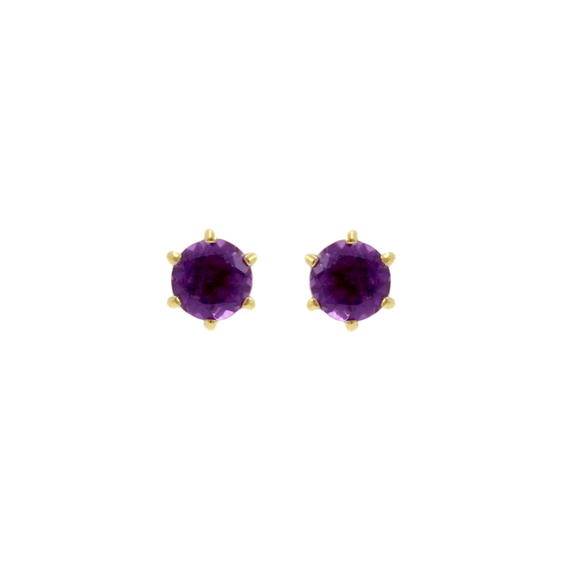 18 Karat Gold Ear Stud With Dark Amethyst