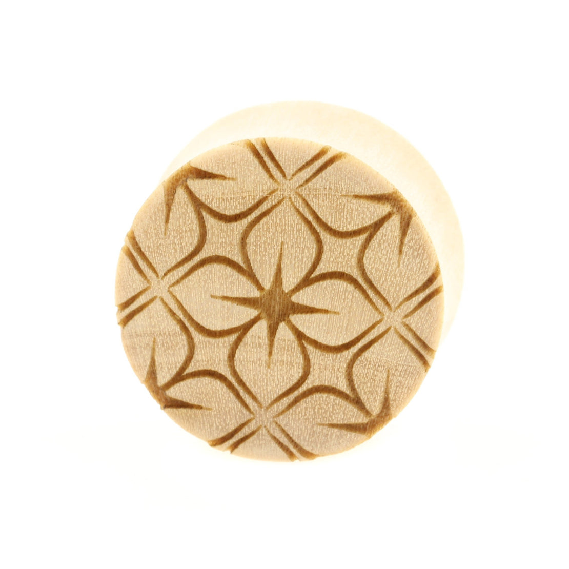 Wood Lotus Flowers Pattern Plugs - Crocodile Light Brown
