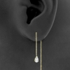 Gold Chain Earrings - Zirconia Teardrop